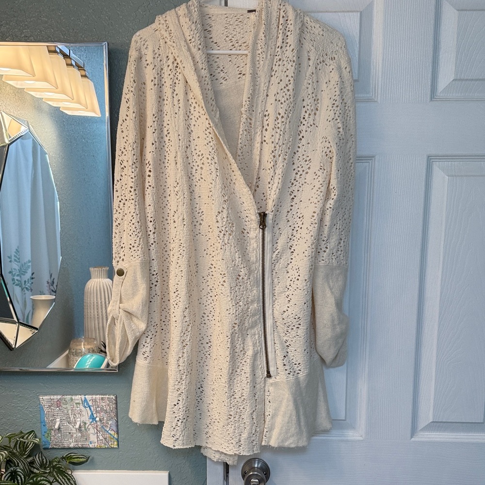 Free People Cream Knit Cardigan